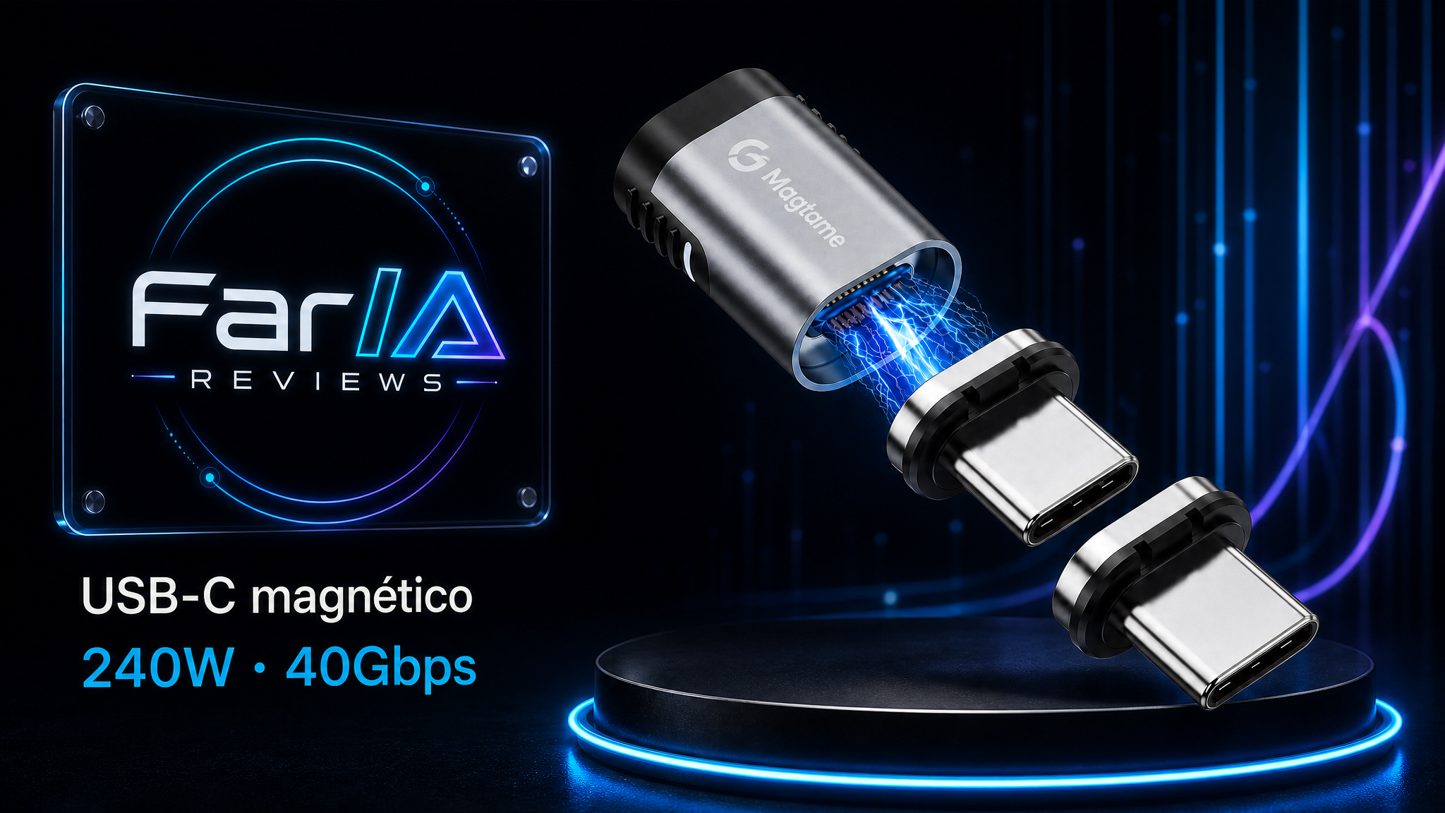 Magtame Magnetic USB-C Adapter 240W/40Gbps en imagen FarIA Reviews