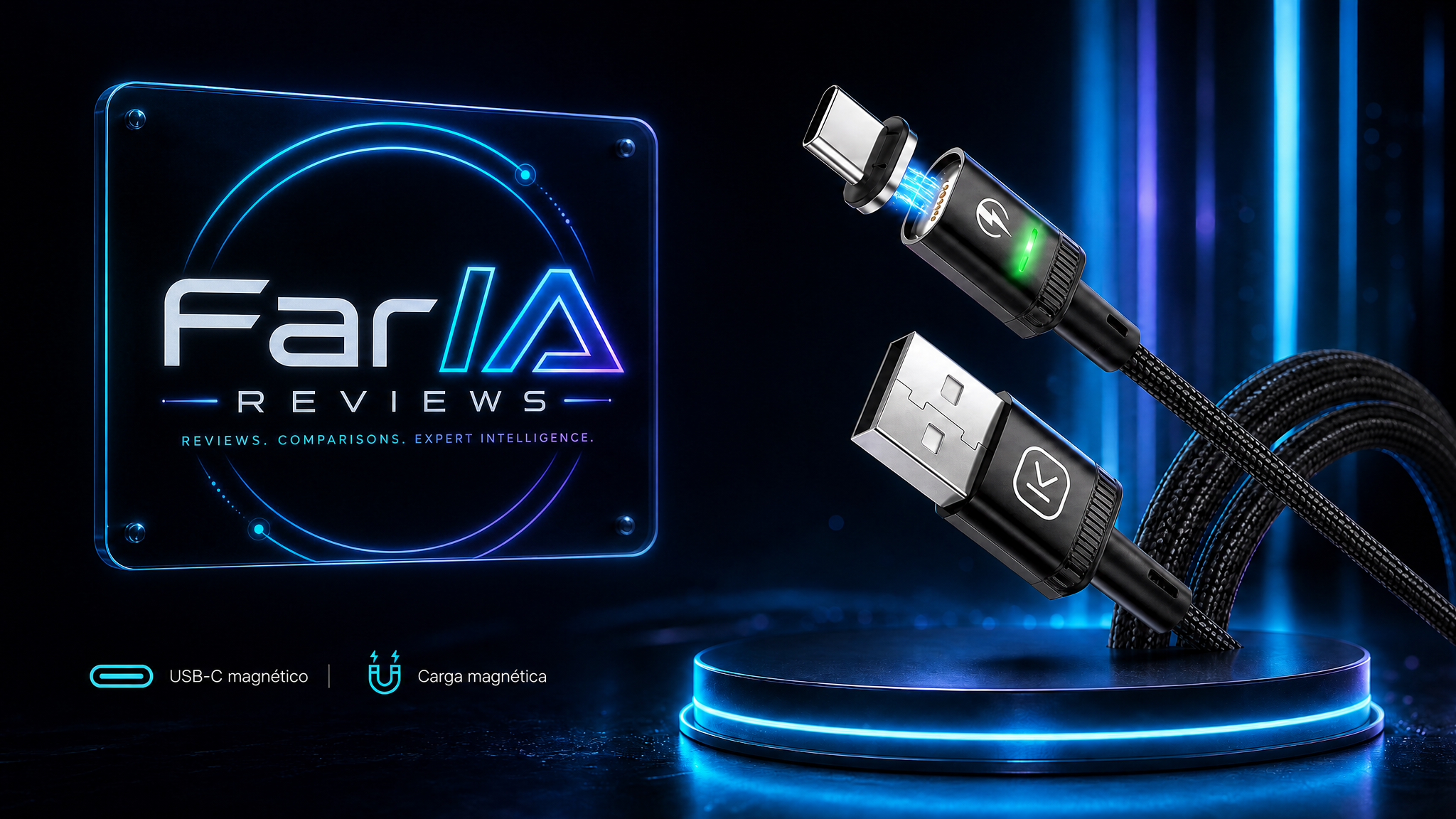 Kuulaa cable magnético USB-C con cabezal para carga ligera en imagen FarIA Reviews