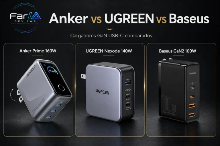 Comparativa Anker Prime vs UGREEN Nexode vs Baseus GaN USB-C