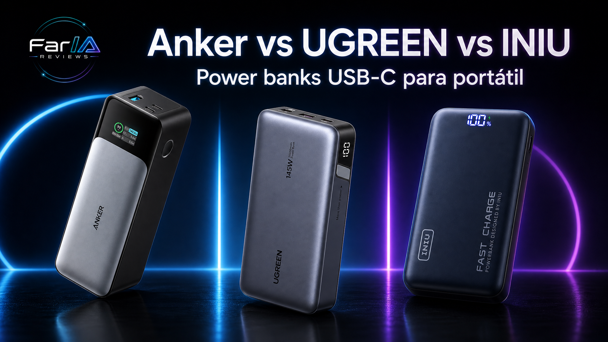Comparativa Anker 737 vs UGREEN Nexode vs INIU 100W power banks USB-C