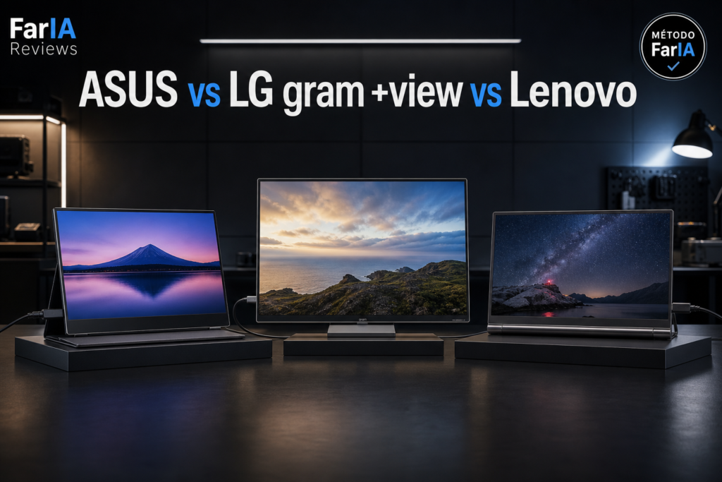 Comparativa ASUS ZenScreen vs LG gram +view vs Lenovo ThinkVision M14