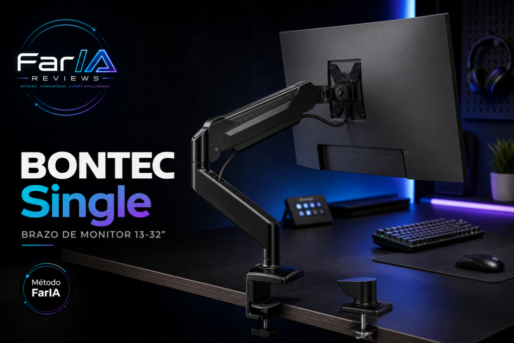 BONTEC Single brazo de monitor en card editorial FarIA Reviews