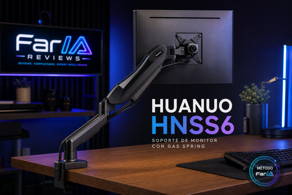 HUANUO HNSS6 brazo de monitor en card editorial FarIA Reviews