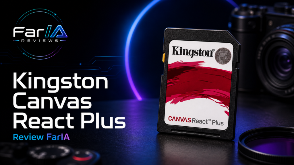 Kingston Canvas React Plus review FarIA con producto real y fondo premium
