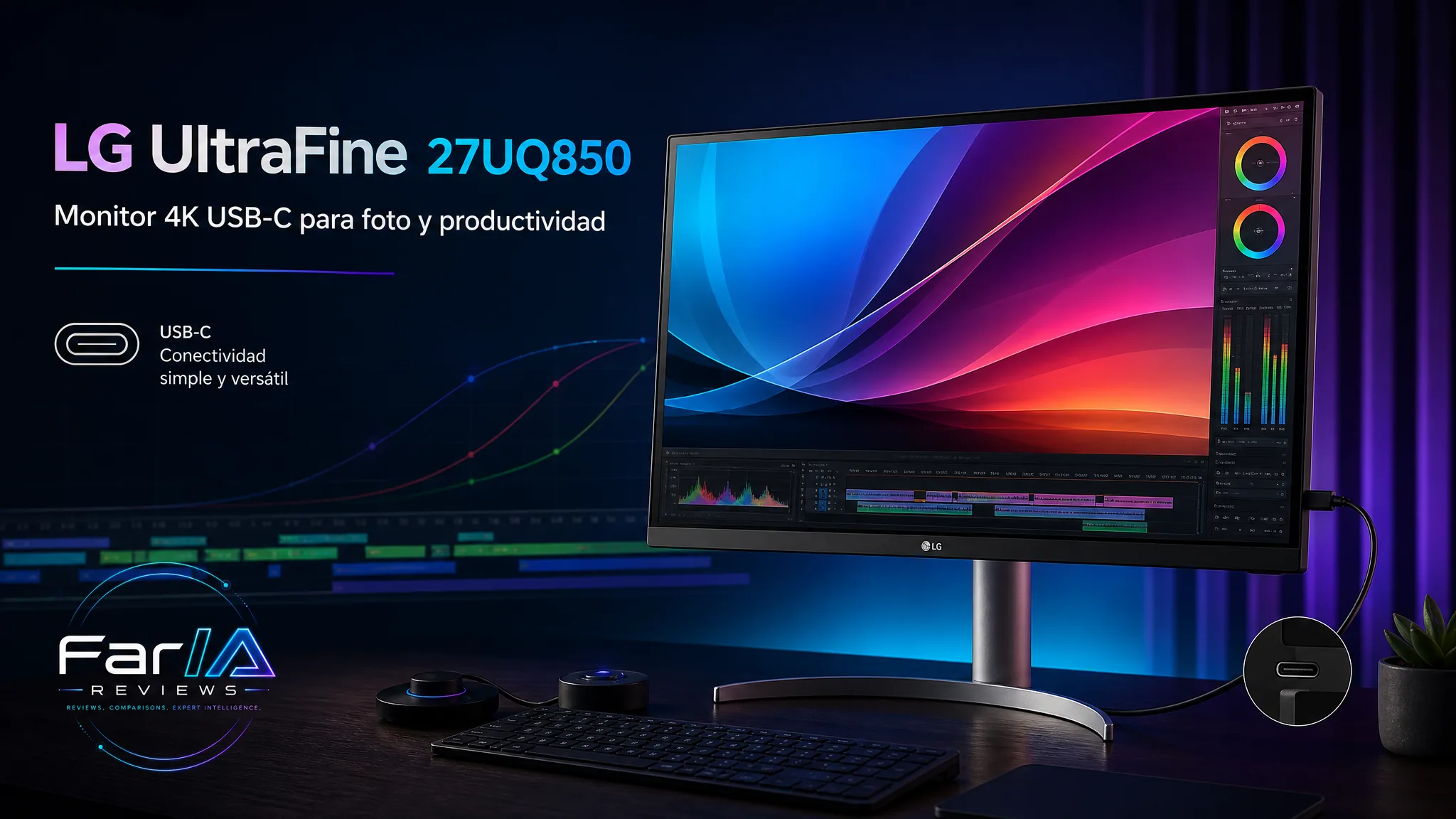 LG UltraFine 27UQ850 monitor 4K USB-C para foto vídeo y productividad FarIA Reviews