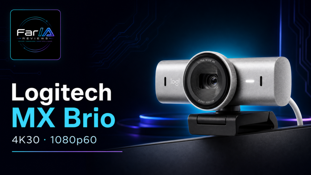 Logitech MX Brio webcam 4K en card editorial FarIA Reviews