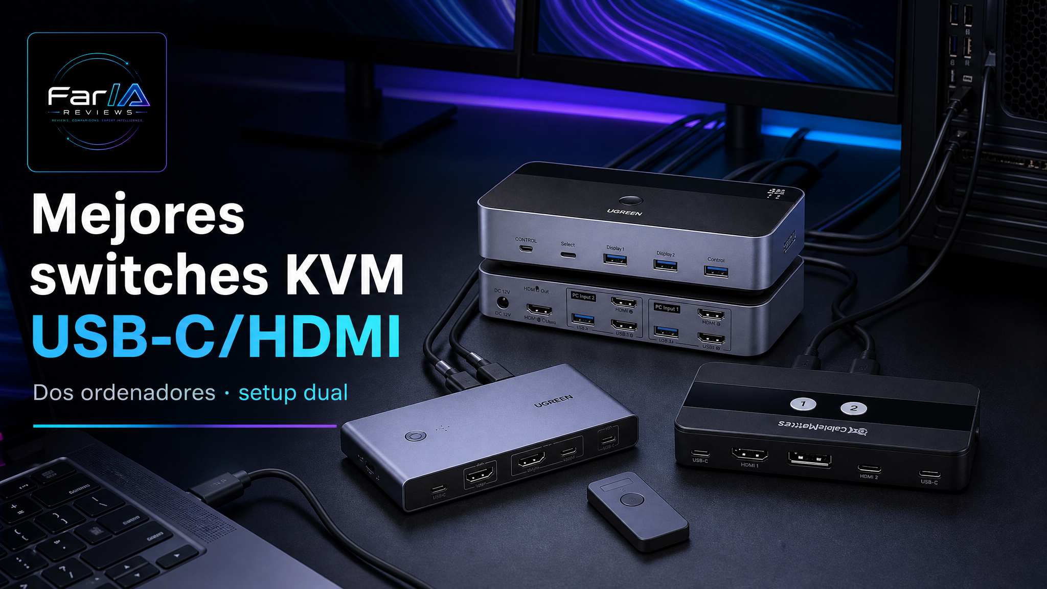 Mejores switches KVM USB-C HDMI para dos ordenadores y setup dual