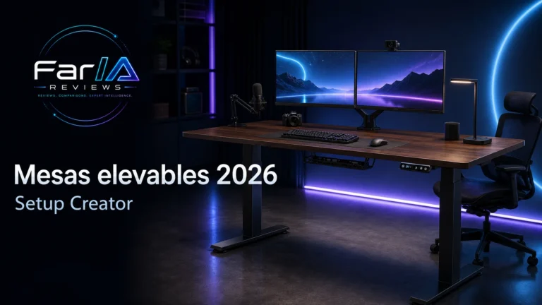 Mesas elevables eléctricas para setup creator y doble monitor comparadas por FarIA Reviews