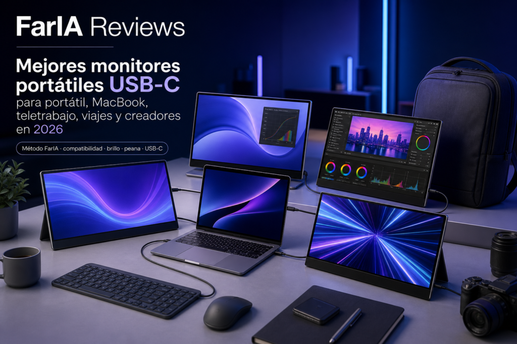 Mejores monitores portátiles USB-C para portátil, MacBook, teletrabajo y creadores comparados por FarIA Reviews