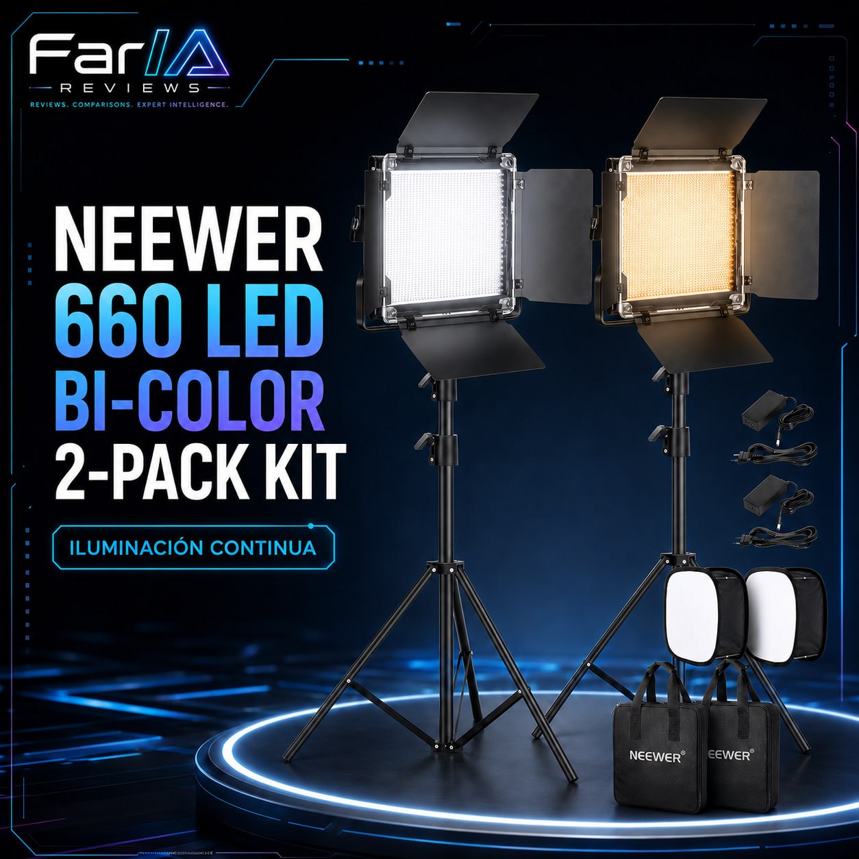 Dos luces LED con softbox