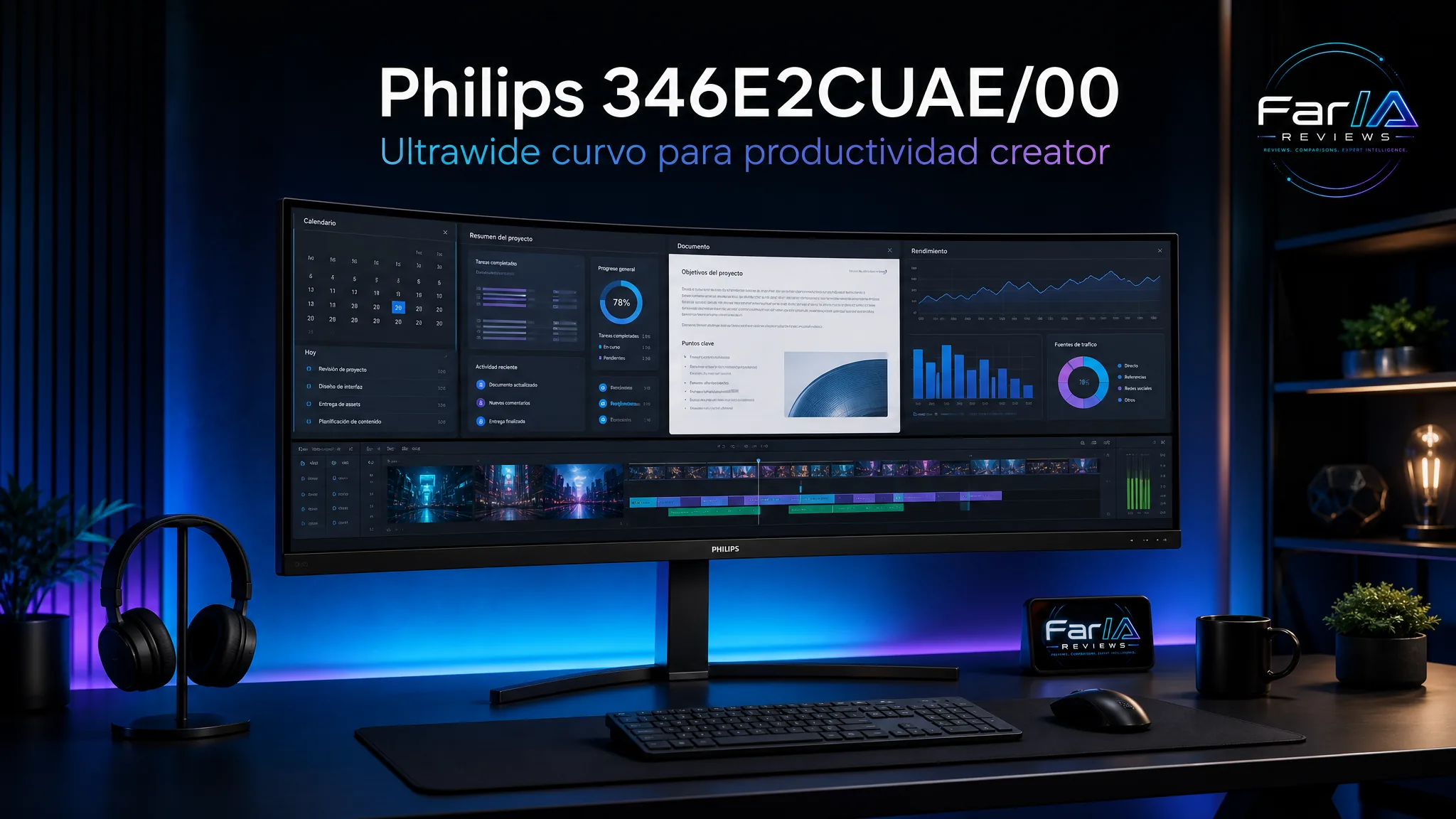 Philips 346E2CUAE ultrawide curvo para productividad y creadores FarIA Reviews
