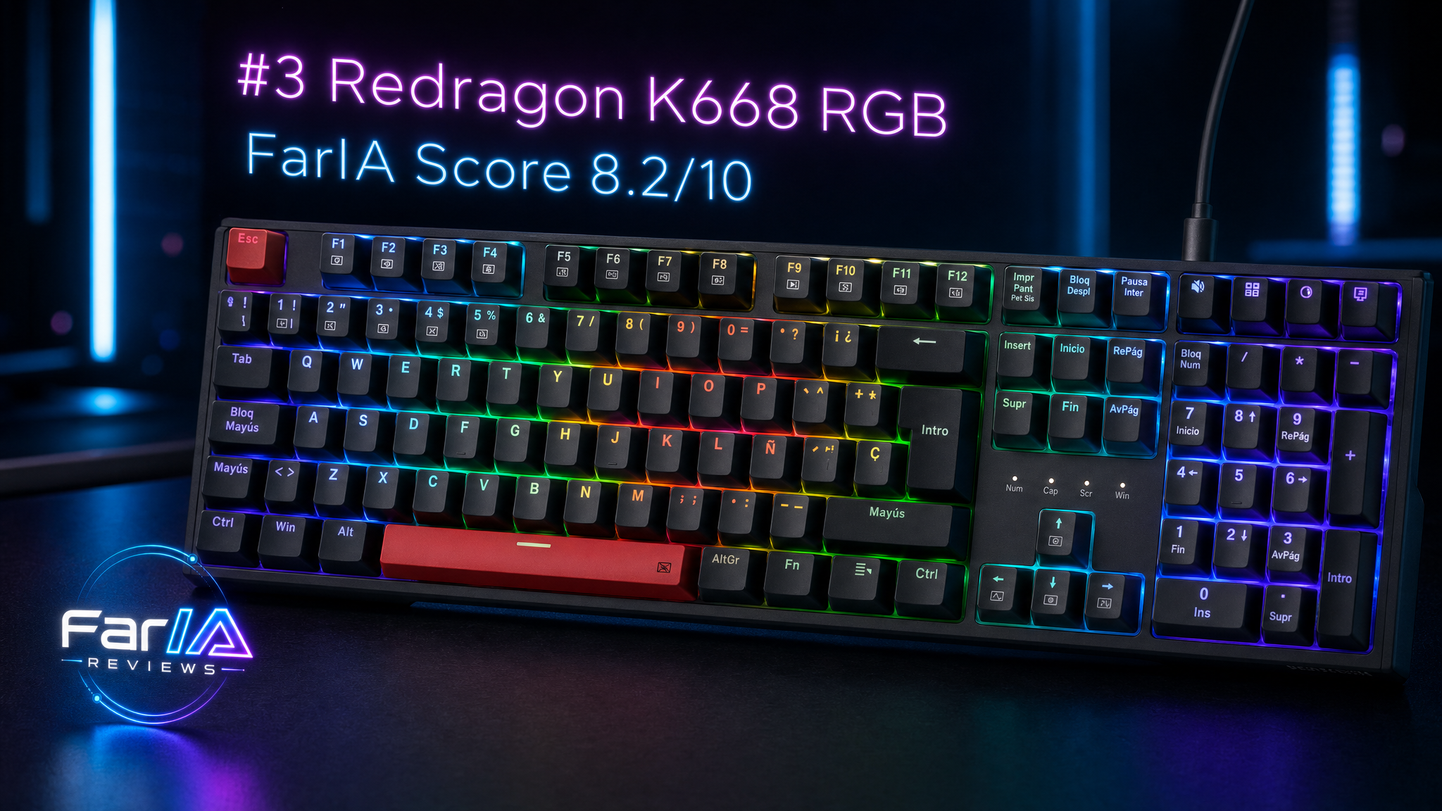 Redragon K668 RGB teclado mecánico analizado por FarIA Reviews
