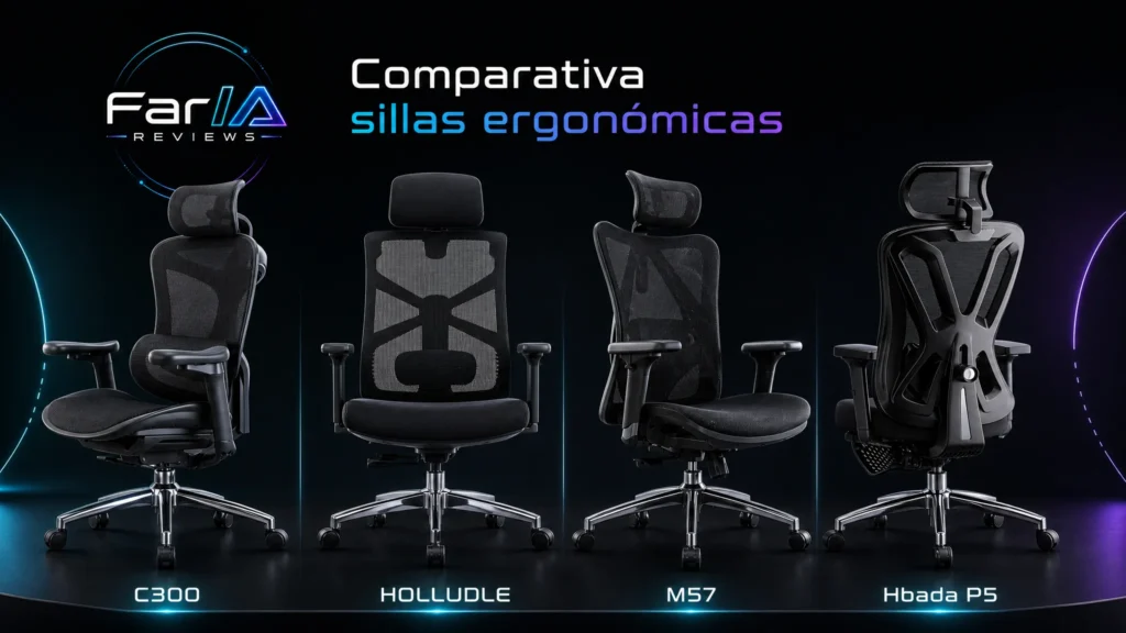 Comparativa de sillas ergonómicas SIHOO HOLLUDLE M57 Hbada P5 FarIA Reviews