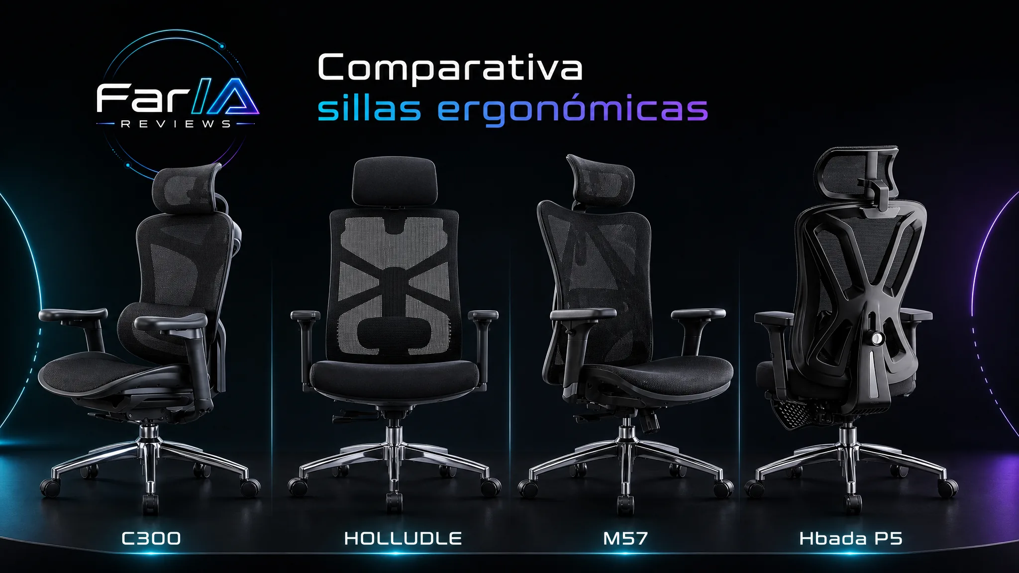 SIHOO Doro C300 vs HOLLUDLE vs SIHOO M57 vs Hbada P5: qué silla ergonómica elegir