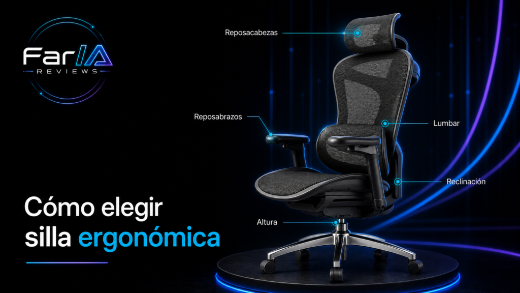 Cómo elegir una silla ergonómica para setup con ajustes y logo FarIA Reviews