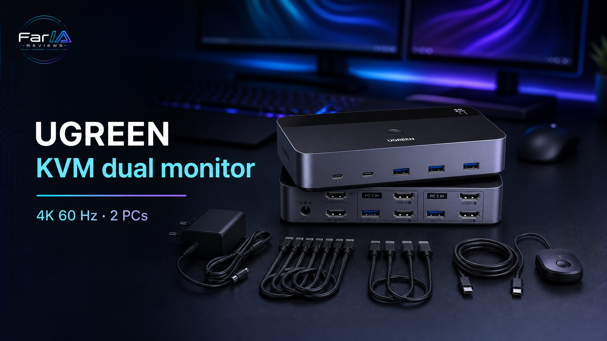 UGREEN KVM dual monitor análisis FarIA