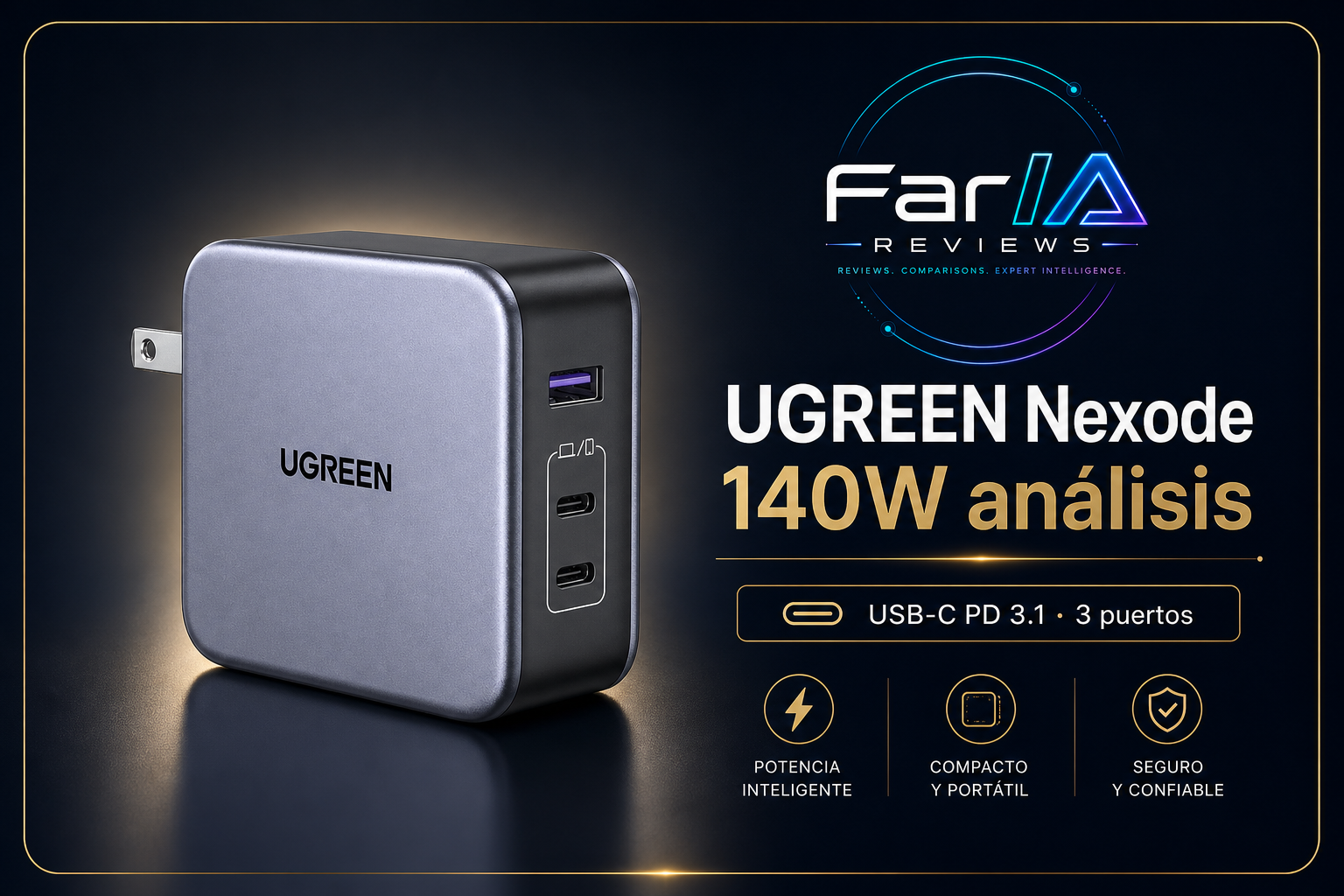 UGREEN Nexode 140W USB-C GaN Charger análisis FarIA