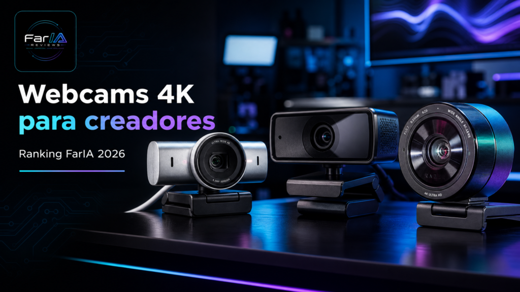 Webcams 4K para creadores comparadas por FarIA Reviews