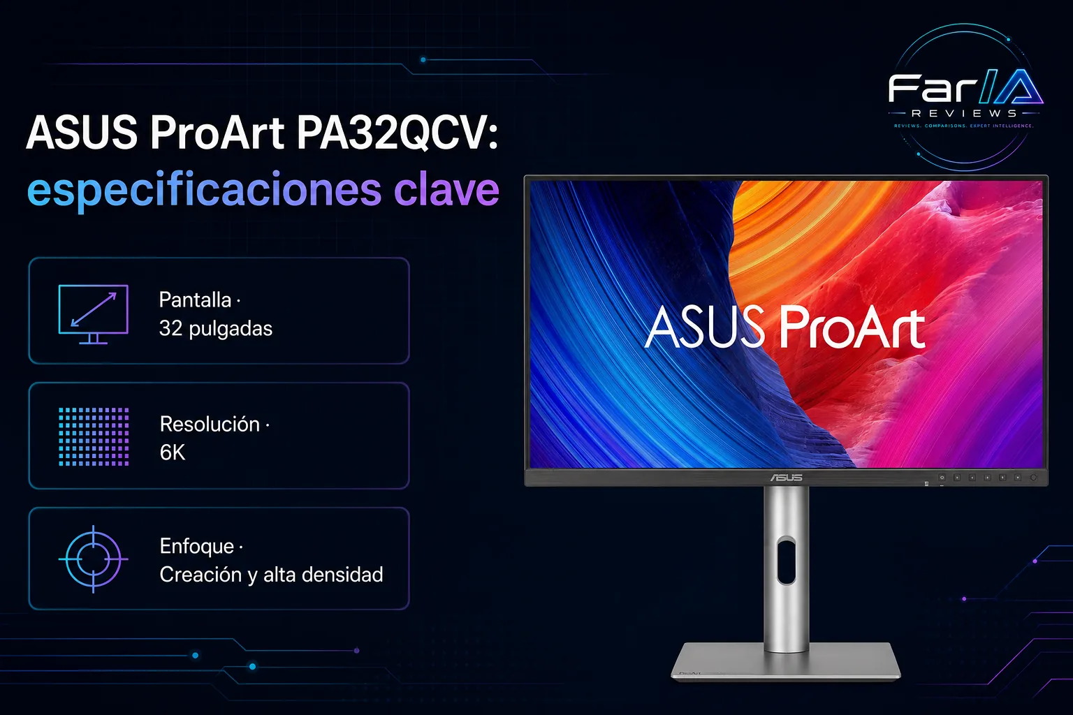 ASUS ProArt PA32QCV review: precio y dónde comprar: producto exacto, especificaciones y claves de compra