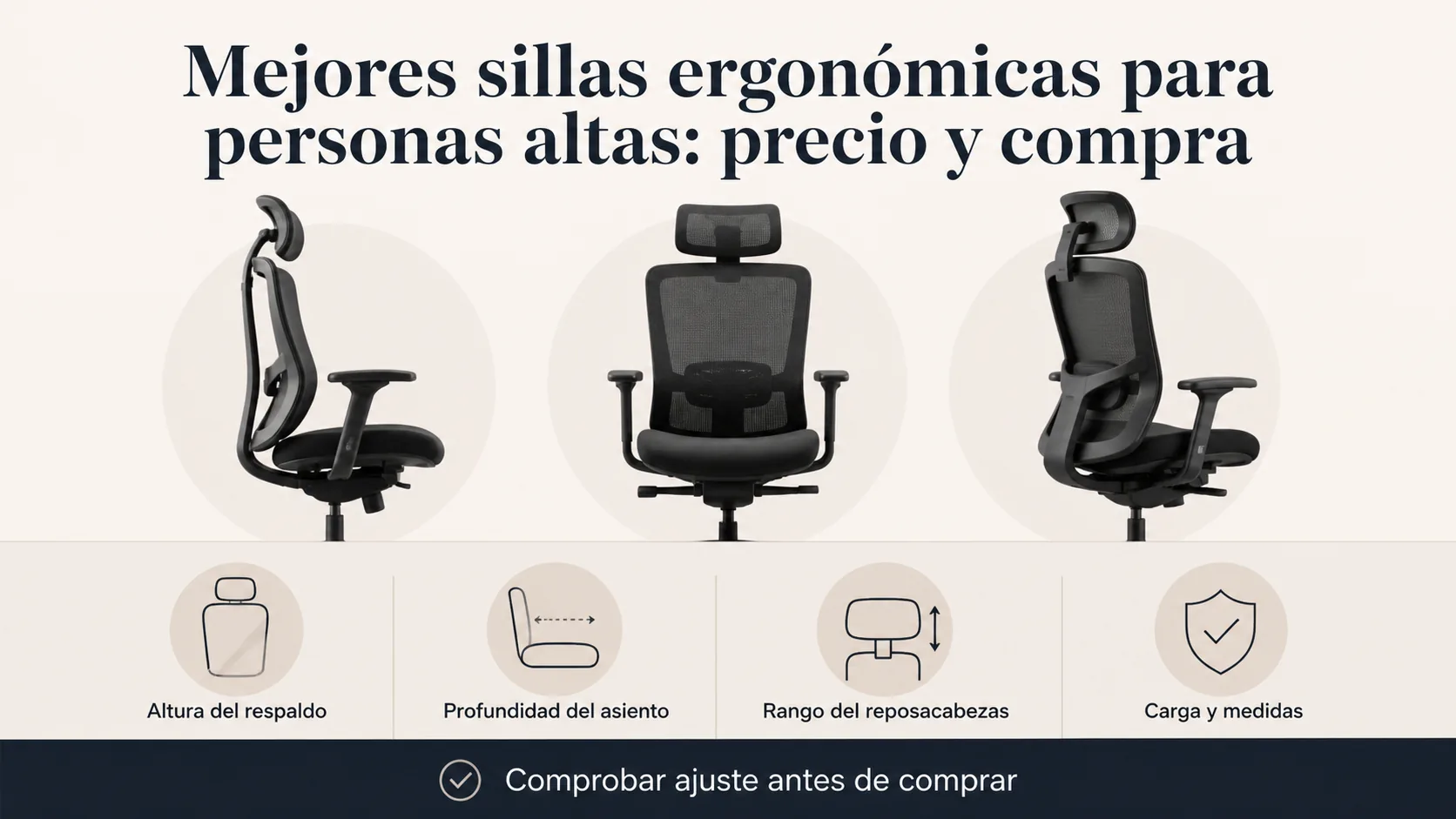 Mejores sillas ergonómicas para personas altas: precio y cuál comprar: infografía Image 2.0 con especificaciones y claves de compra