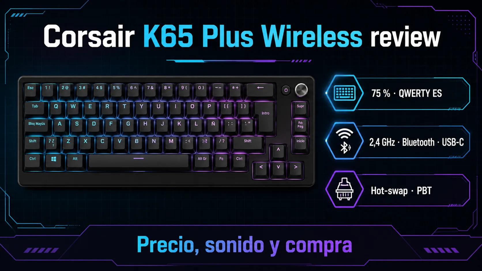 Corsair K65 Plus Wireless review: precio y dónde comprar: infografía Image 2.0 con especificaciones y claves de compra