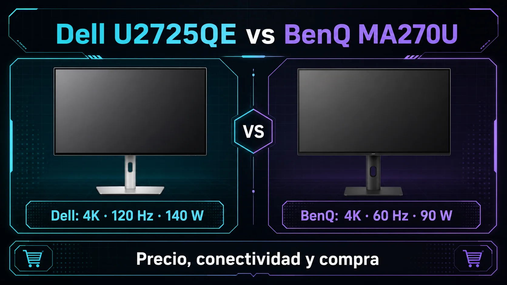 Dell U2725QE vs BenQ MA270U: precio y cuál comprar Dell U2725QE vs BenQ MA270U: precio y cuál comprar: infografía Image 2.0 con especificaciones y claves de compra