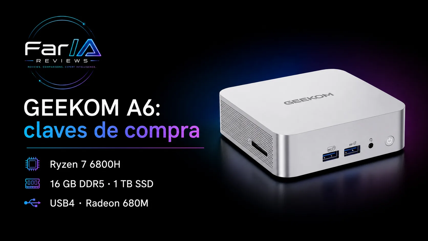 GEEKOM A6 review: precio y dónde comprar: infografía Image 2.0 con especificaciones y claves de compra