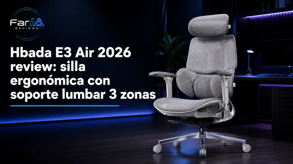 Hbada E3 Air 2026 review: silla ergonómica con soporte lumbar 3 zonas