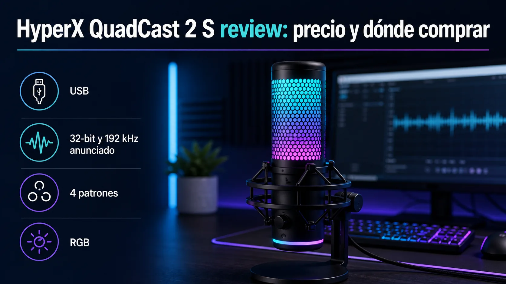 HyperX QuadCast 2 S review: precio y dónde comprar HyperX QuadCast 2 S review: precio y dónde comprar: infografía Image 2.0 con especificaciones y claves de compra