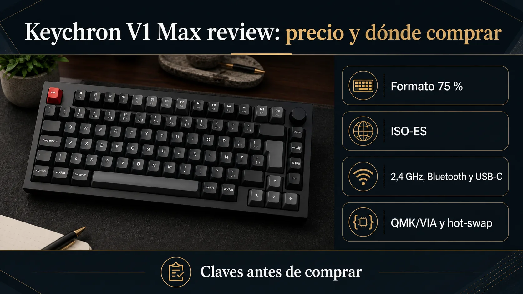 Keychron V1 Max review: precio y dónde comprar Keychron V1 Max review: precio y dónde comprar: infografía Image 2.0 con especificaciones y claves de compra