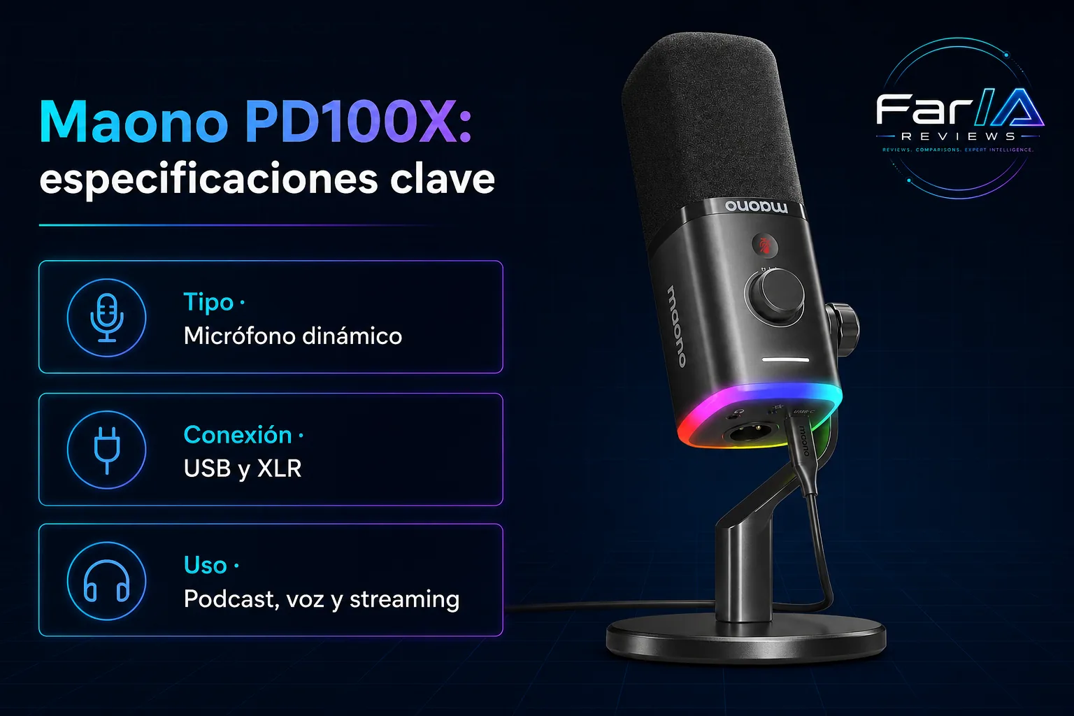 Maono PD100X review: precio y dónde comprar: producto exacto, especificaciones y claves de compra