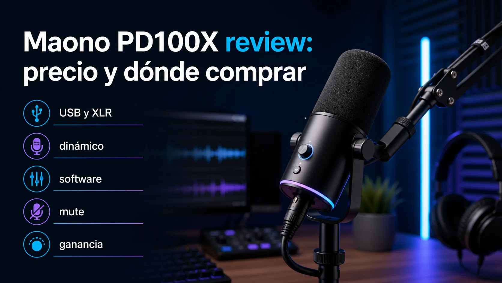 Maono PD100X review: precio y dónde comprar Maono PD100X review: precio y dónde comprar: infografía Image 2.0 con especificaciones y claves de compra