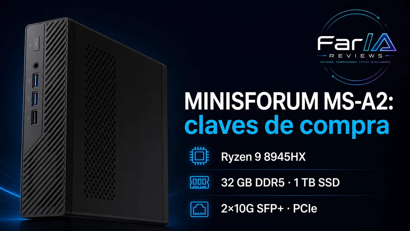 MINISFORUM MS-A2 review: precio y dónde comprar: infografía Image 2.0 con especificaciones y claves de compra