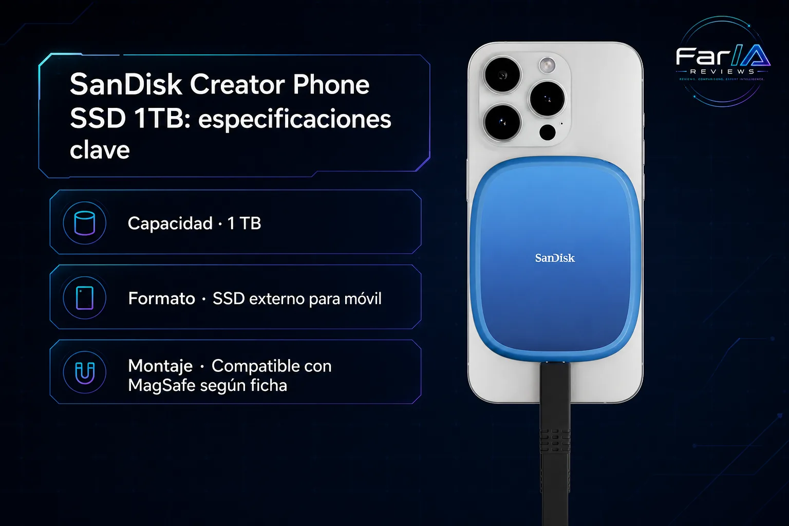 SanDisk Creator Phone SSD 1TB review: precio y dónde comprar: producto exacto, especificaciones y claves de compra