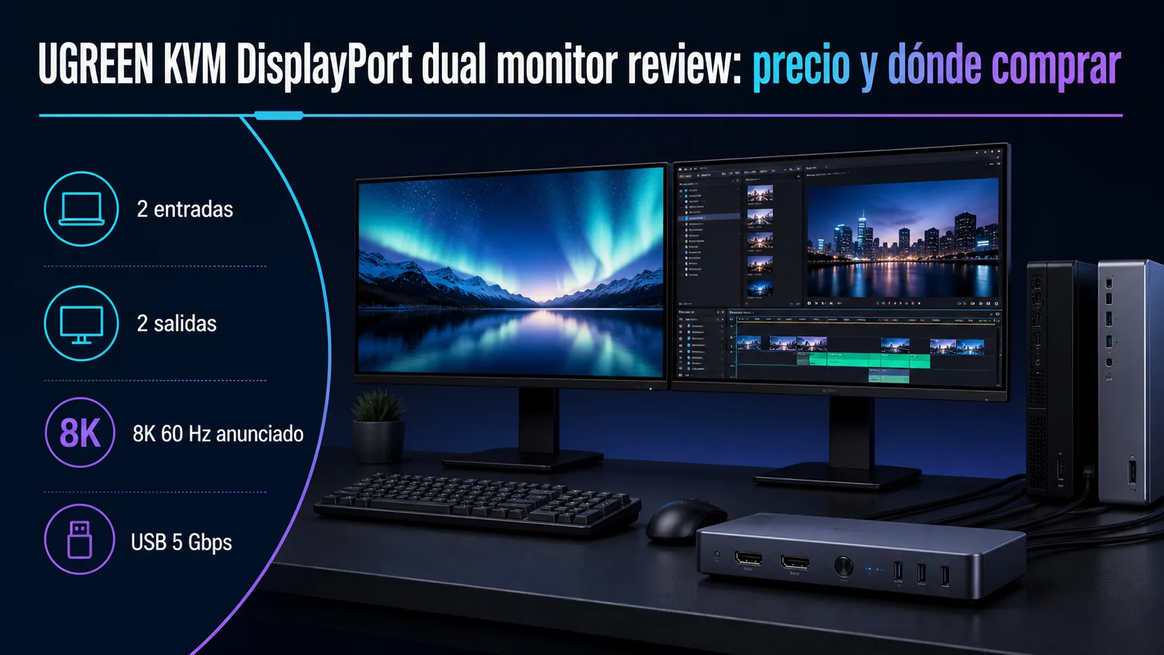 UGREEN KVM DisplayPort dual monitor review: precio y dónde comprar UGREEN KVM DisplayPort dual monitor review: precio y dónde comprar: infografía Image 2.0 con especificaciones y claves de compra