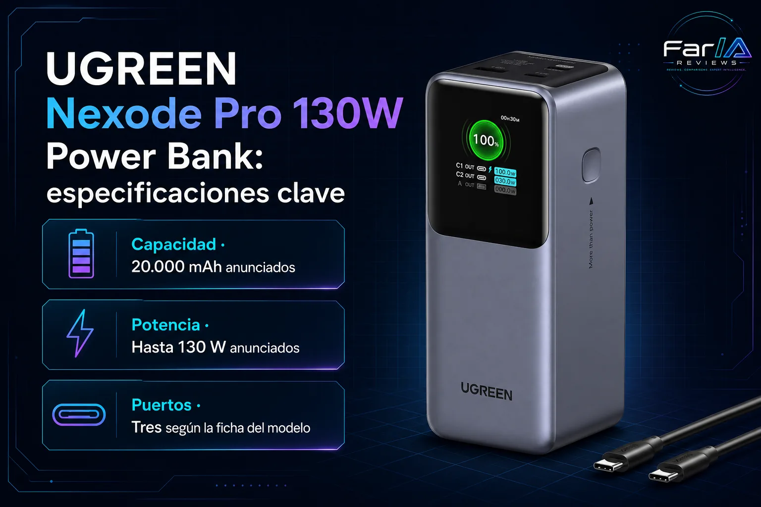 UGREEN Nexode Pro 130W Power Bank review: precio y dónde comprar UGREEN Nexode Pro 130W Power Bank review: precio y dónde comprar: producto exacto, especificaciones y claves de compra