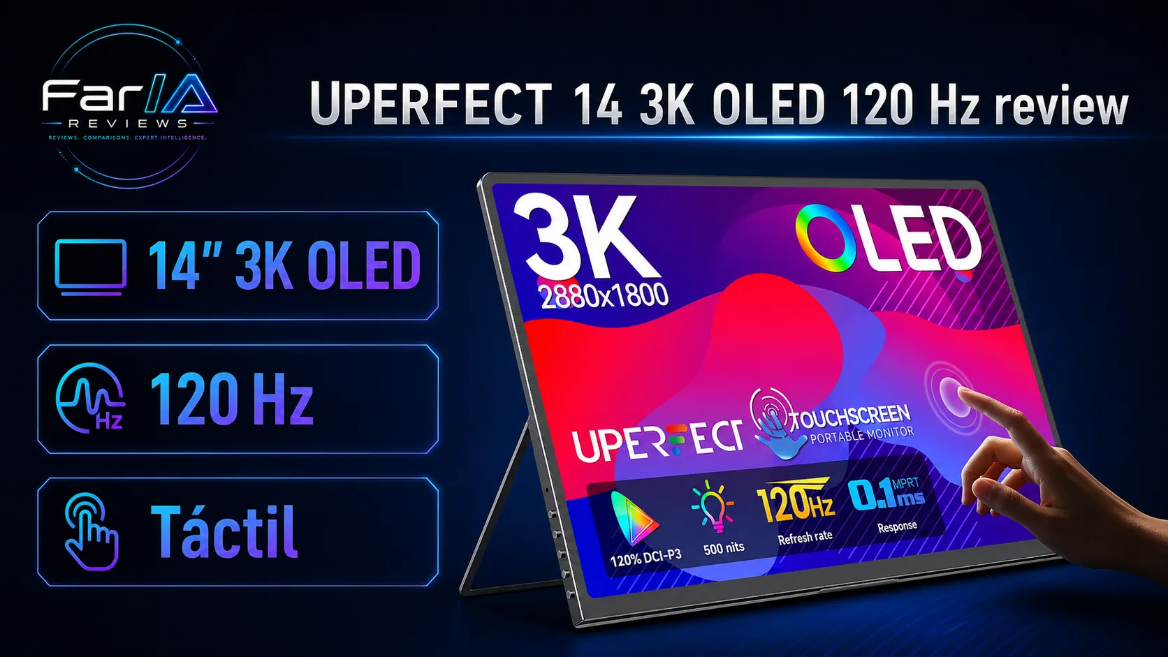 UPERFECT 14 3K OLED 120 Hz review: precio y dónde comprar UPERFECT 14 3K OLED 120 Hz review: precio y dónde comprar: infografía Image 2.0 con especificaciones y claves de compra