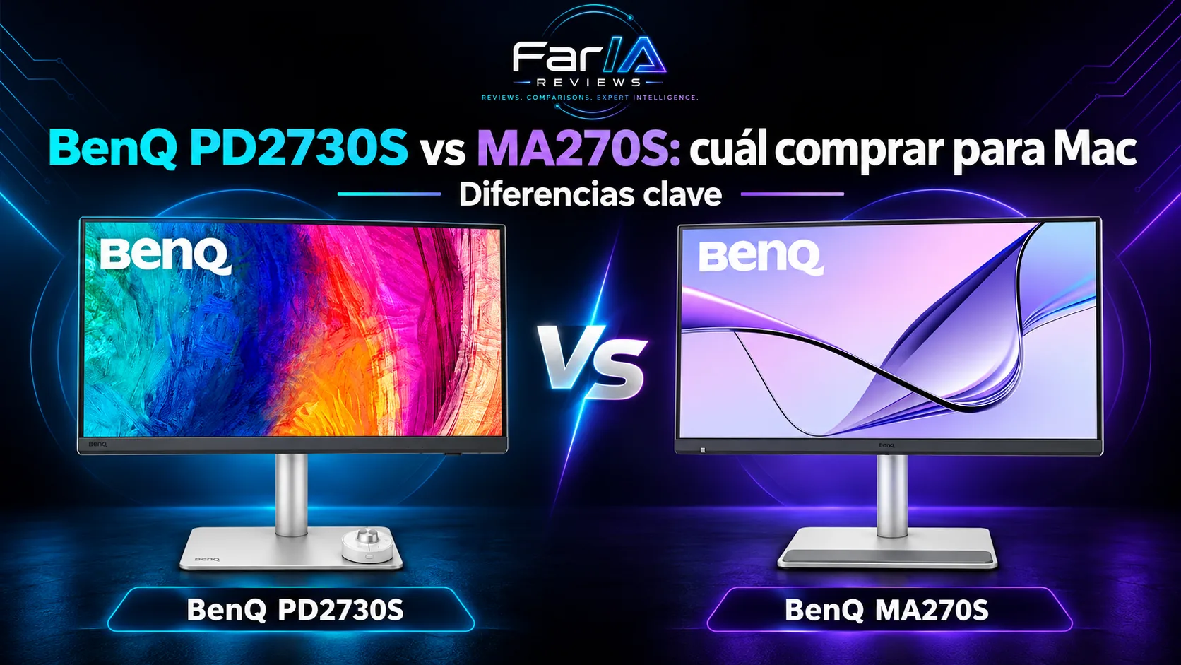 BenQ PD2730S vs MA270S: precio y cuál comprar para Mac: infografía Image 2.0 con especificaciones y claves de compra