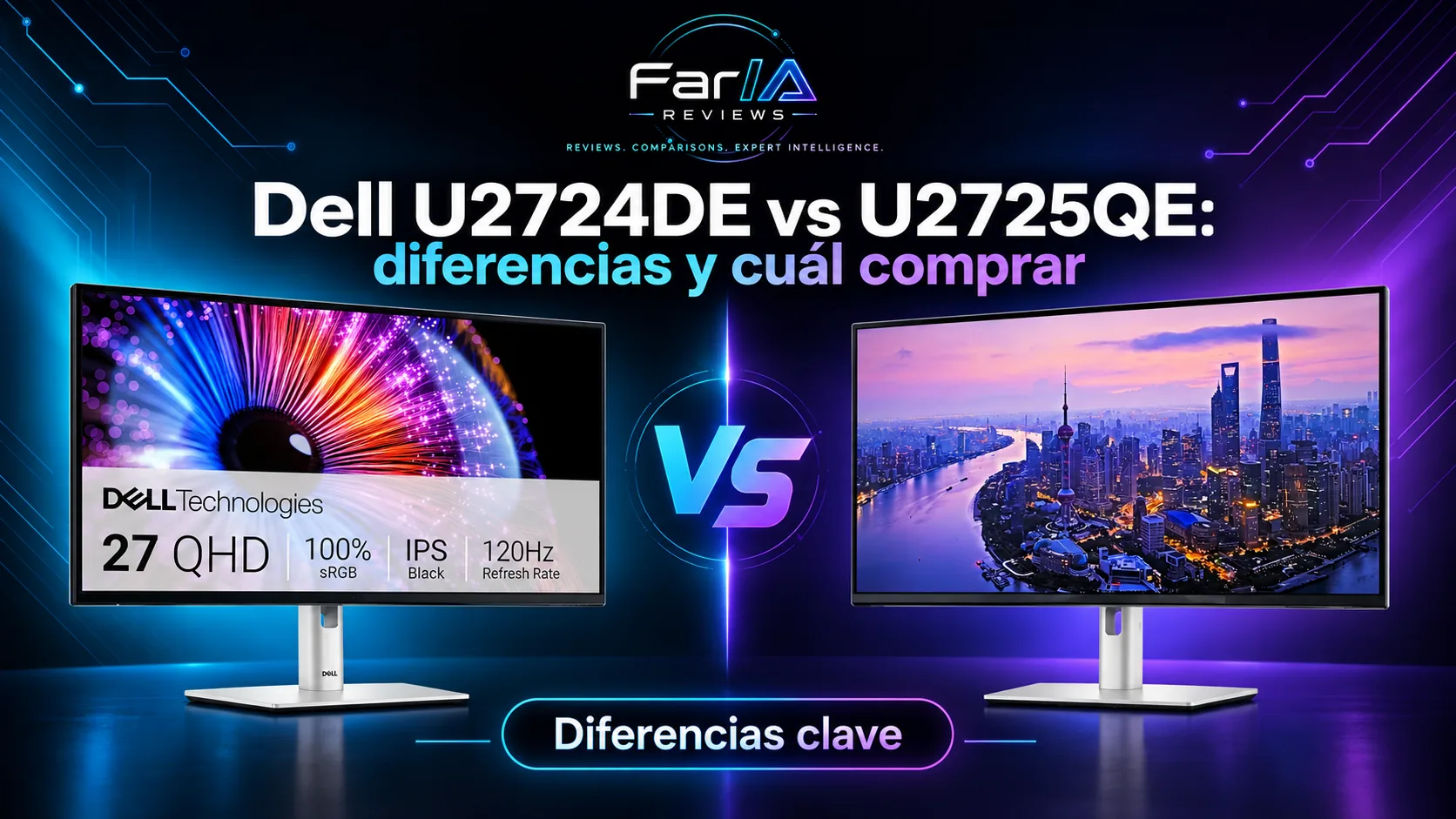 Dell U2724DE vs U2725QE: diferencias, precio y cuál comprar Dell U2724DE vs U2725QE: diferencias, precio y cuál comprar: infografía Image 2.0 con especificaciones y claves de compra