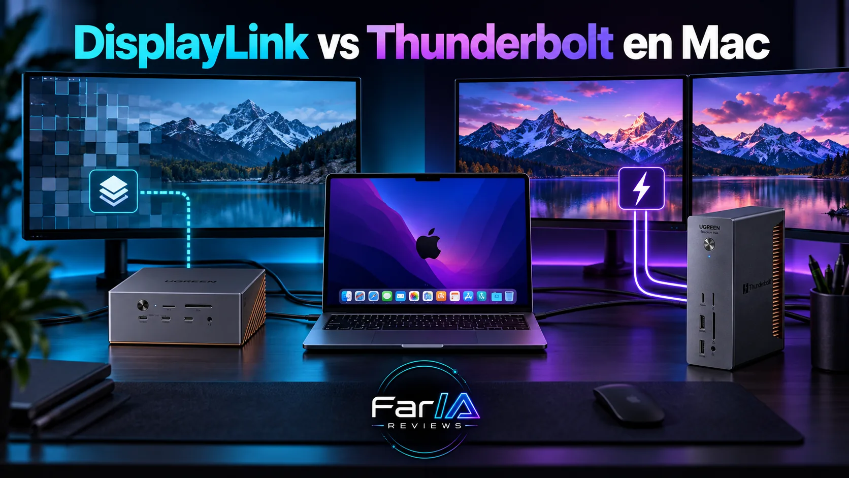DisplayLink vs Thunderbolt para dos monitores en Mac: cuál elegir