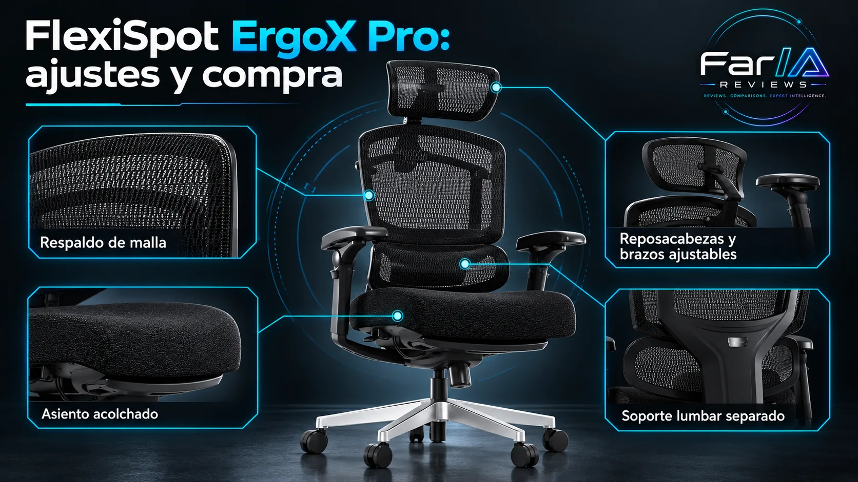 FlexiSpot ErgoX Pro review: precio, ajustes y dónde comprar FlexiSpot ErgoX Pro review: precio, ajustes y dónde comprar: infografía Image 2.0 con especificaciones y claves de compra