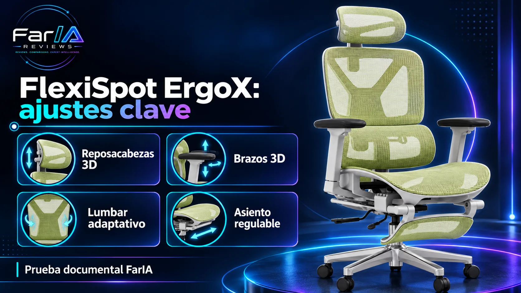 FlexiSpot ErgoX review: precio, ajustes y dónde comprar: infografía Image 2.0 con especificaciones y claves de compra