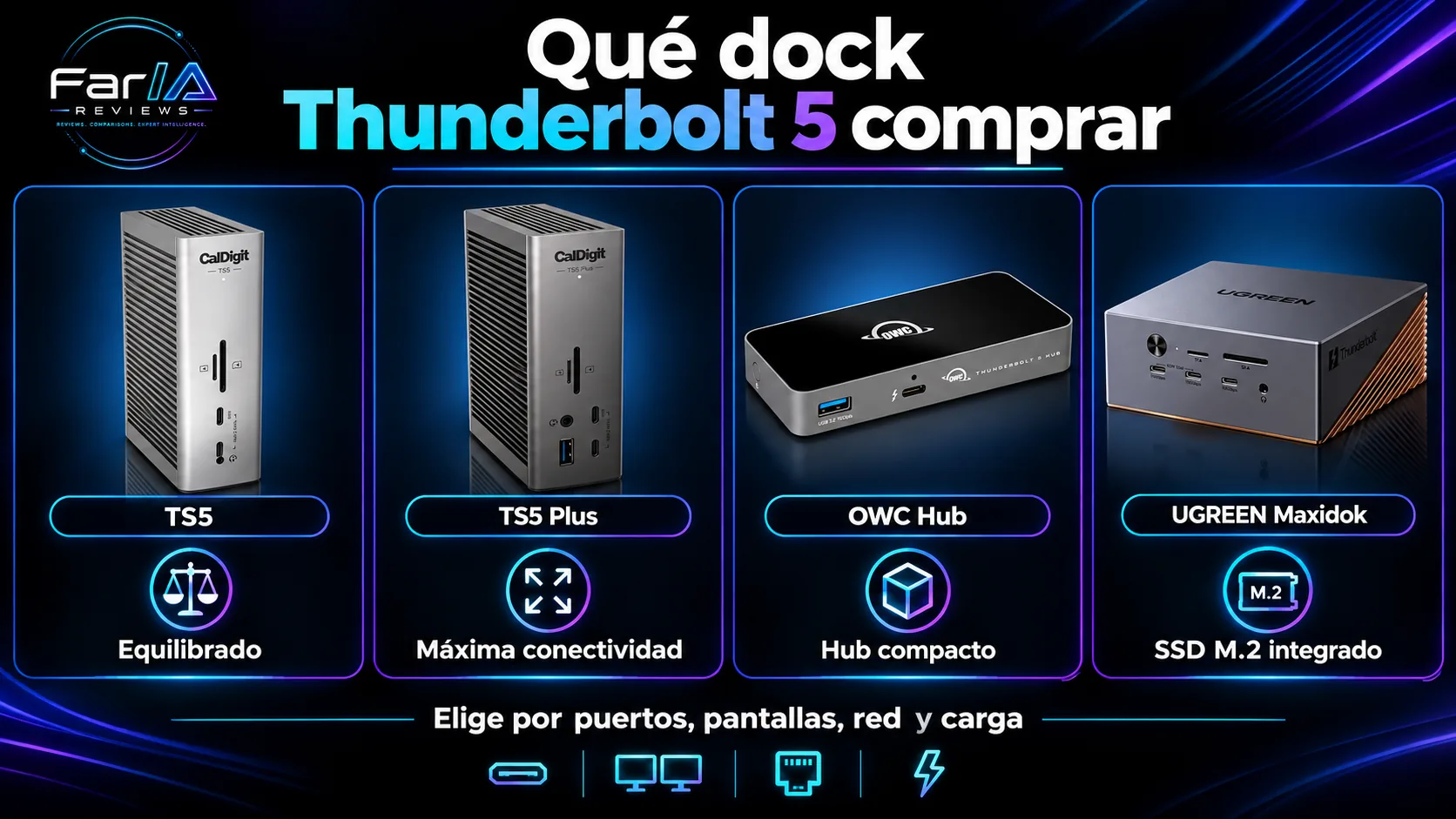 Mejores docks Thunderbolt 5: comparativa, precio y cuál comprar: comparativa visual y claves de compra