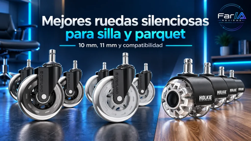 Mejores ruedas silenciosas para silla de oficina y parquet: 10 u 11 mm