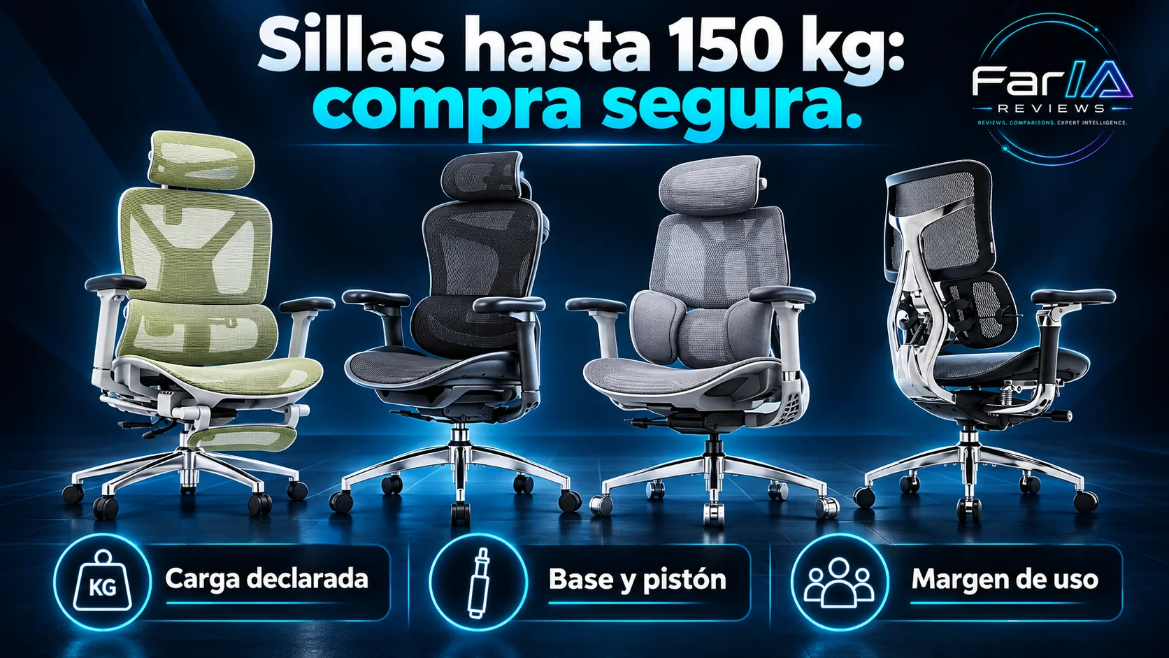 Mejores sillas ergonómicas hasta 150 kg: capacidad y cuál comprar Mejores sillas ergonómicas hasta 150 kg: capacidad y cuál comprar: infografía Image 2.0 con especificaciones y claves de compra