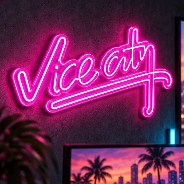Vice City · Neón rosa en el setup