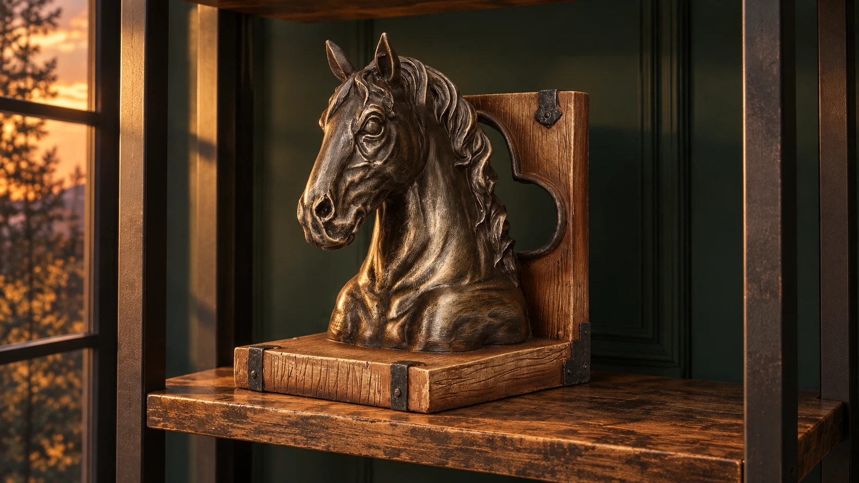 Escultura sujetalibros · Caballo en el setup