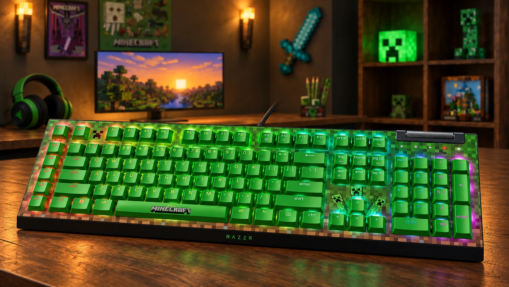 Razer BlackWidow V4 X · Minecraft en el setup